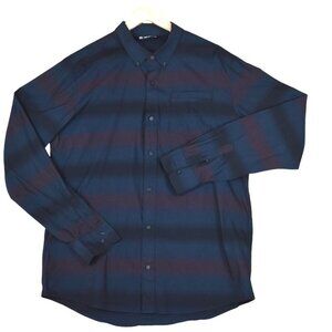 Travis Mathew Striped Button-Down Shirt Men’s L Navy Red Golf Leisure